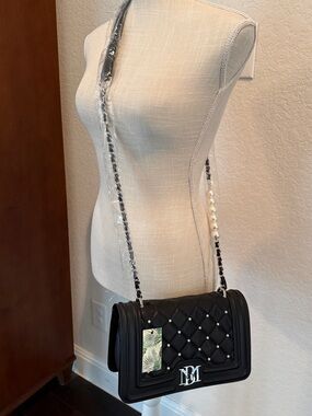 BADGLEY MISCHKA Letter Lock Crossbody with Pearls